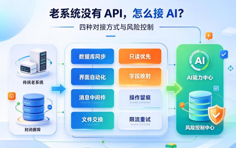 老系统没有 API，怎么接 AI agent智能体？四种对接方式与风险控制